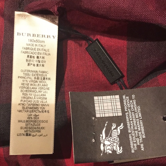 NWT Burberry wool silk check scarf. - Picture 2 of 6